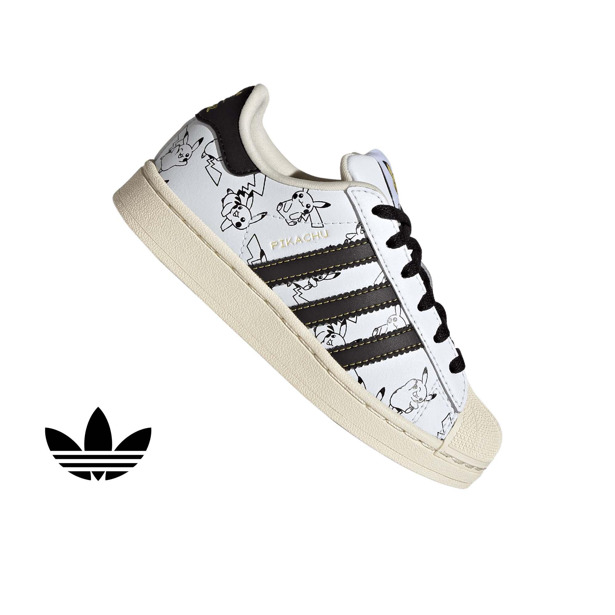 adidas Originals Pok&eacute;mon Superstar II "Pikachu" Preschool Kids' Shoe - WHITE/BLACK/GOLD